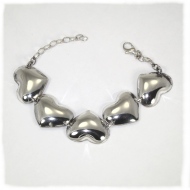 Five heart sterling silver bracelet